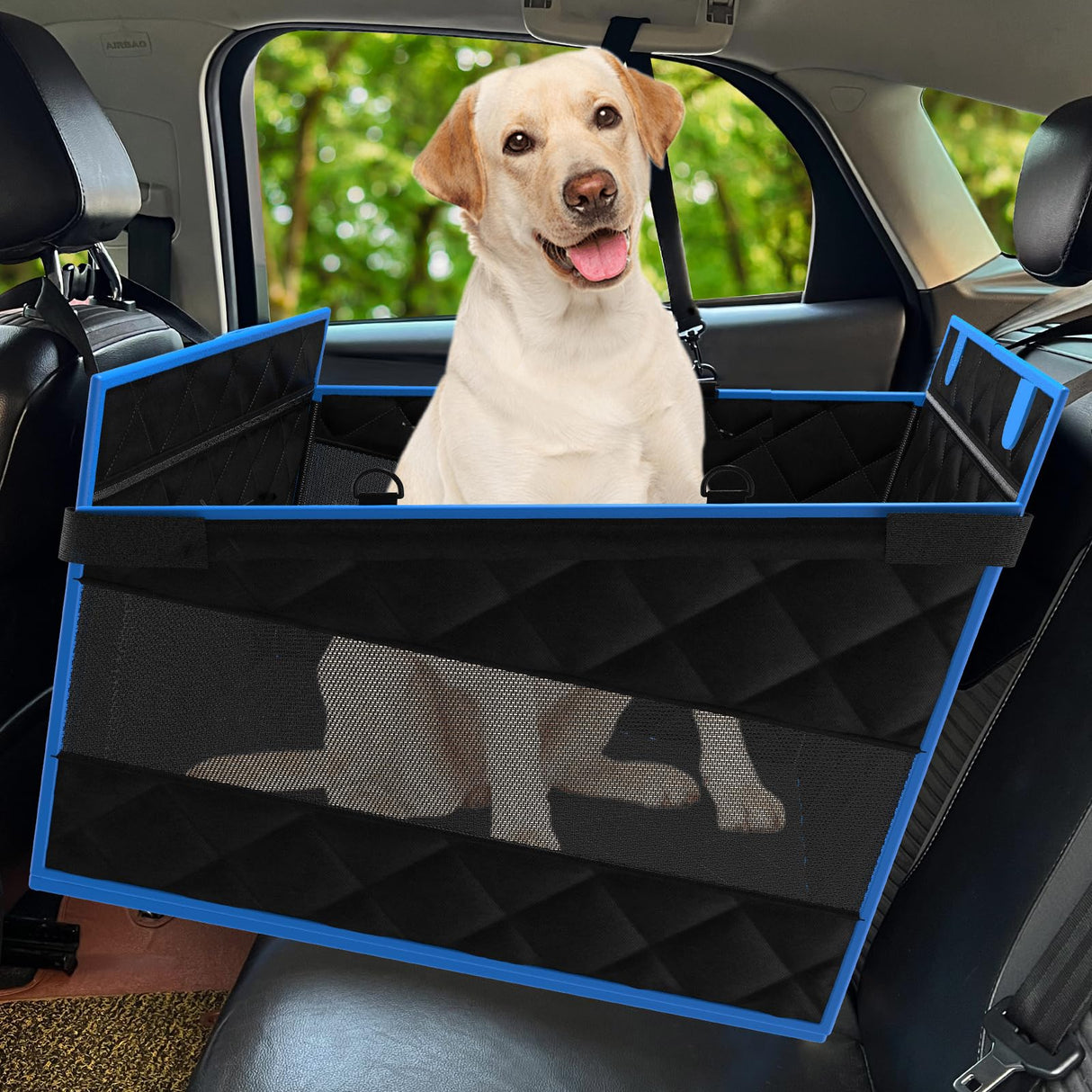 H HOH-Tech Back Seat Extender for Dogs (Black Blue S)