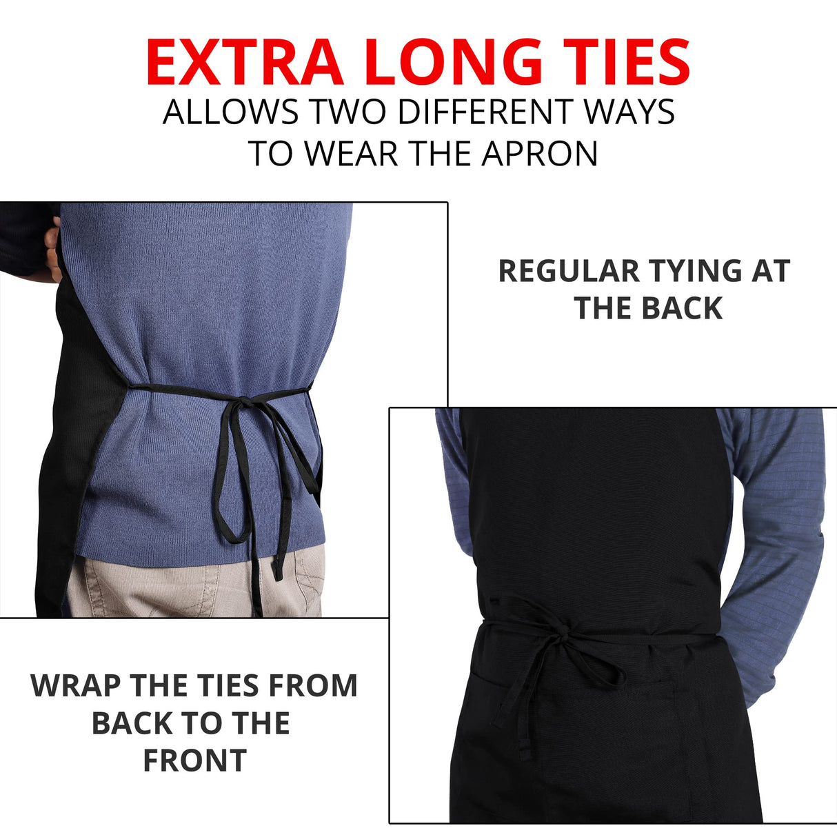 2 Pack Bib Apron, Adjustable with 2 Pockets, Water and Oil Resistant, Cooking Kitchen Chef Apron for Women Men