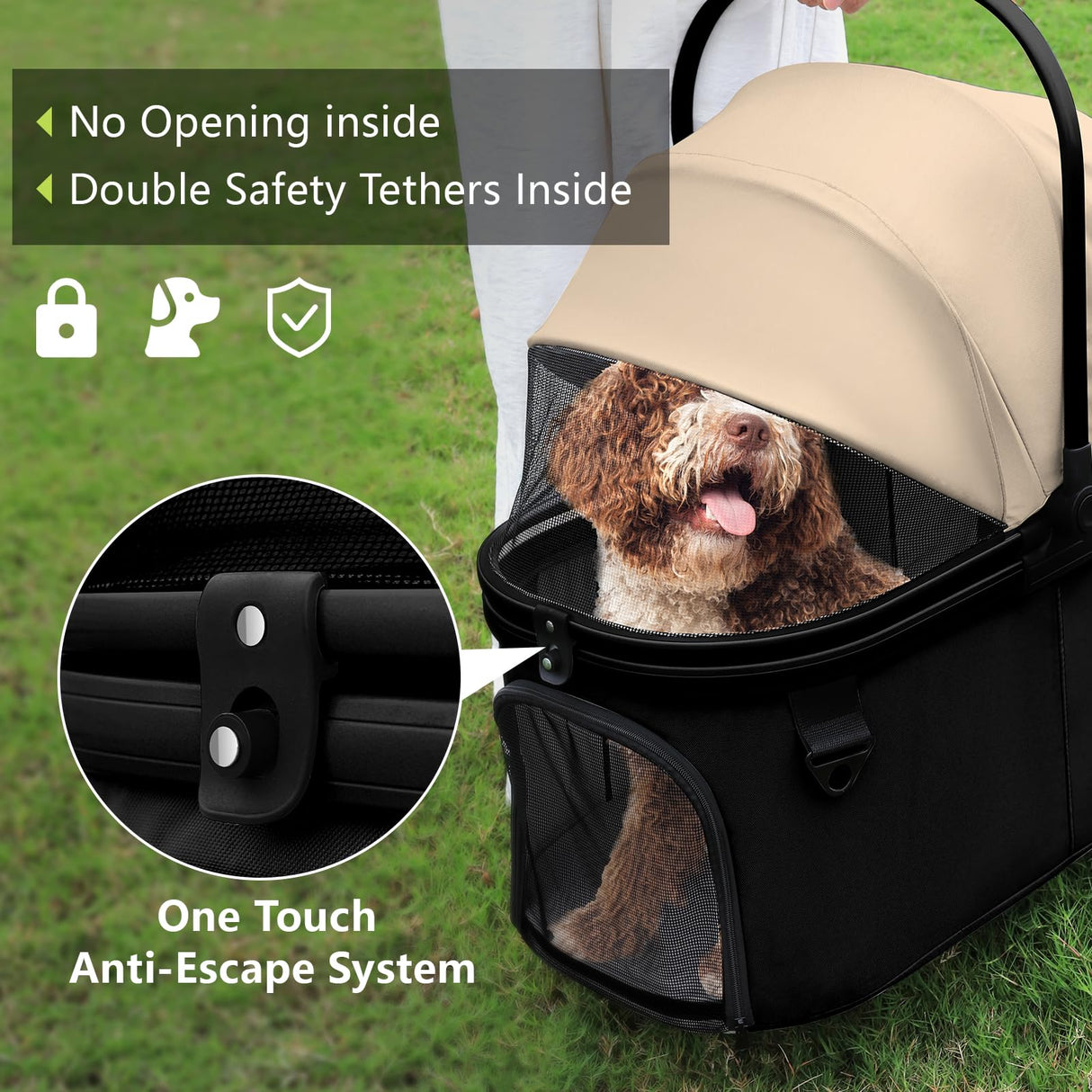 Extra Large Pet Stroller, Jumbo Dog Stroller Fits 3 Small Pets up to 50lbs, Heavy-Duty Stable Strollers with Shock Absorbing Wheels & Locking Brakes, for Walking, Jogging, Vet Visits
