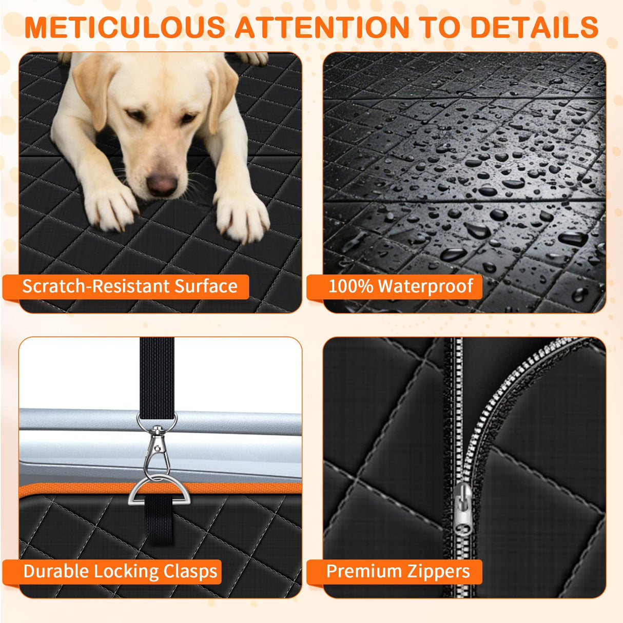 TNELTUEB Extra Large Back Seat Extender for Dogs with Dog Bed Mats, Waterproof Dog Car Seat Cover for Back Seat with Hard Bottom, Anti Scratch, Safer, Easy to Use and Clean, Holds 450LBS Black