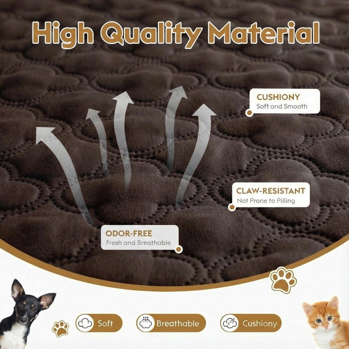 FunFurry Waterproof Dog Blanket, Couch Cover for Dogs Washable, Reversible Dog Bed Cover, Couch Furniture Protector. (Dark&Light Brown, 82 X 82 Inch - 1 Pack)