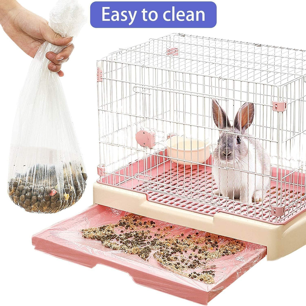 100 pcs Disposable Cage Liners, Clear Plastic Rabbit Cage Liner Bag, Universal Toilet Film for Bunny, Hamster, Totoro, Hedgehog, Guinea Pig and Small Animals (100pcs, 47in)