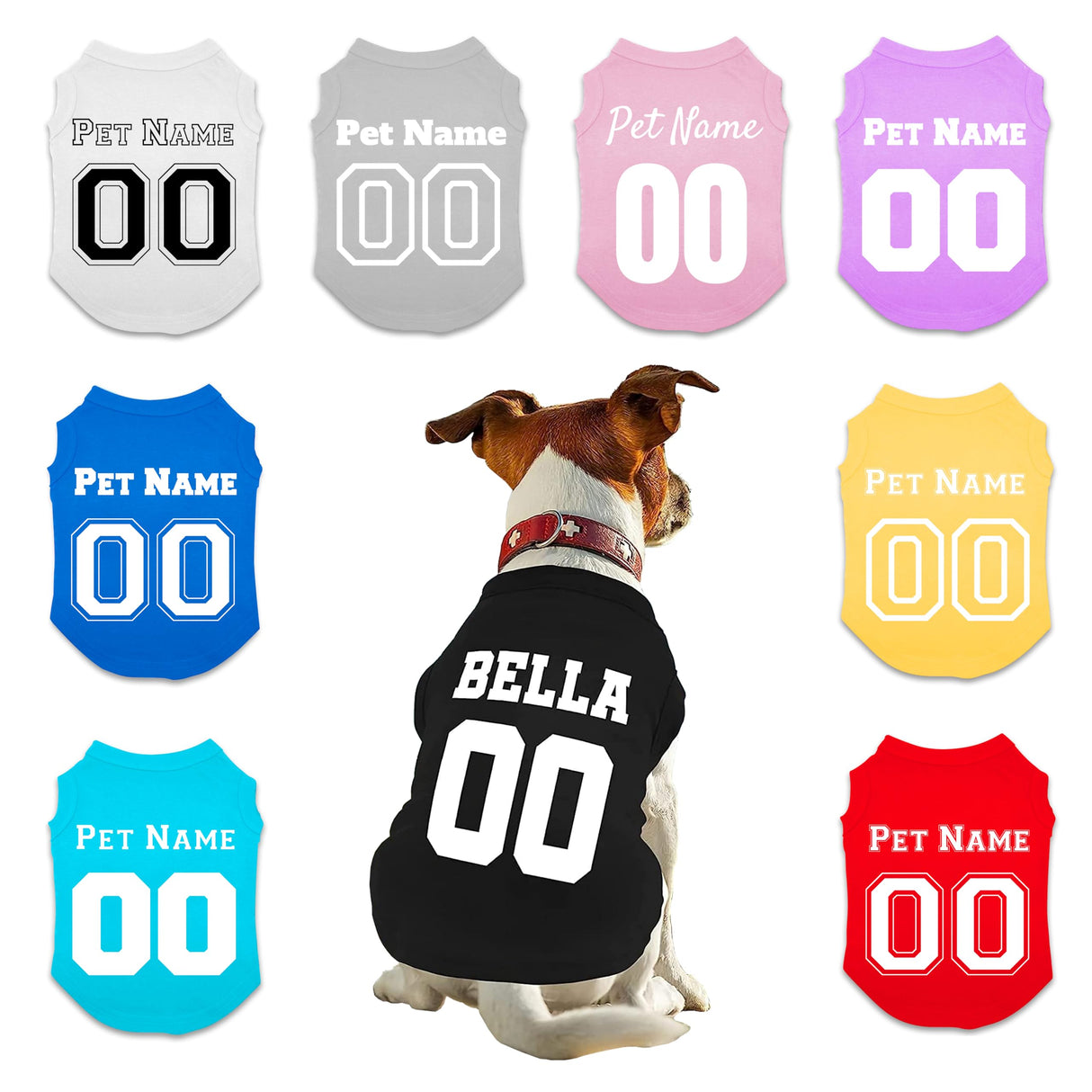Customized Dog Jersey Shirt, Breathable Doggy Football Tee, Lightweight Sleeveless Vest Pet Clothes Personalized Pet Shirt Custom with Name/Text/Photo/Logo(Custom Dog Jersey)