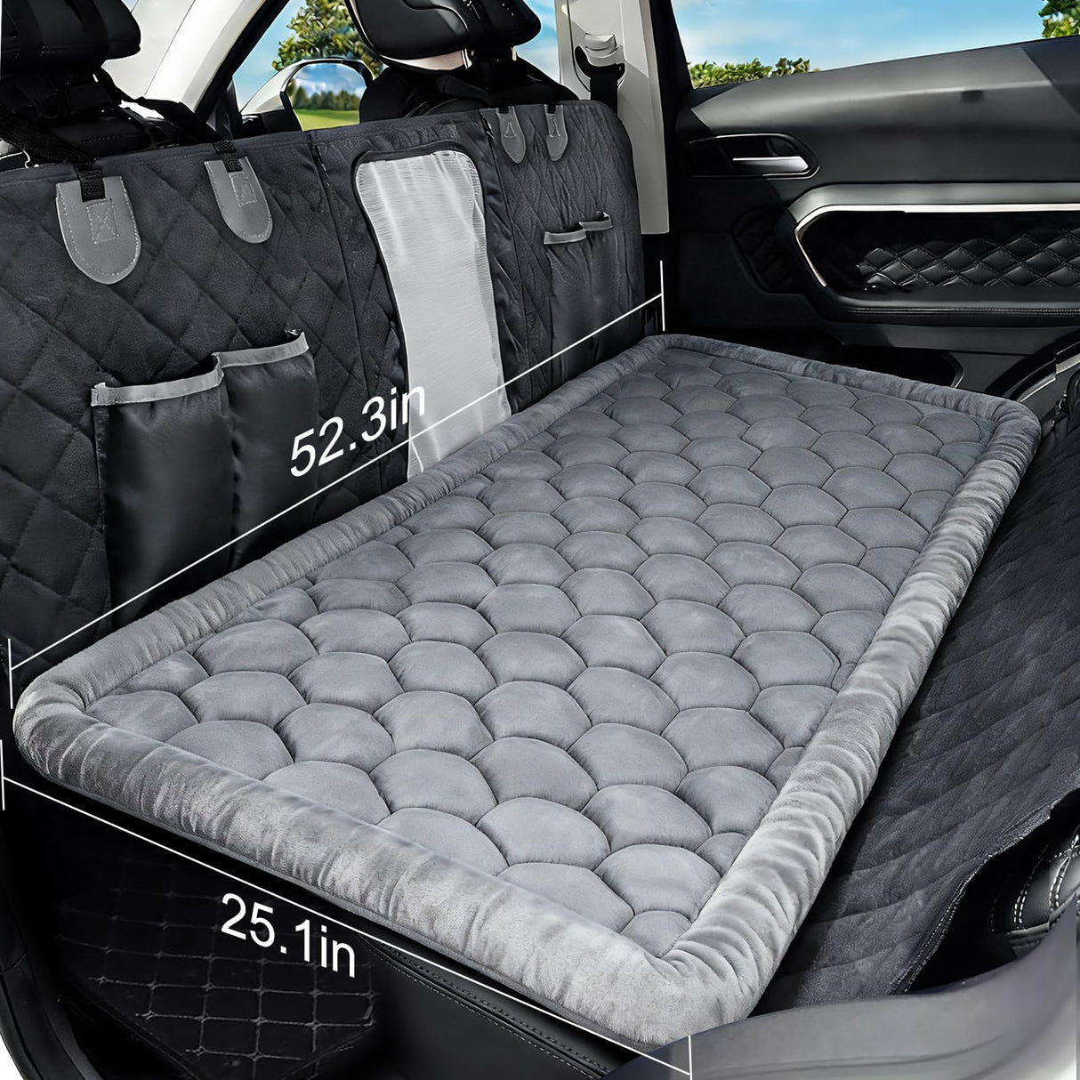 XYDongtong Dog Bed for Car,Dog Car Seat Cover for Back Seat,Non-Slip Travel Pet Mat,Nonslip Soft Durable,Fit for Backseat Extenders and Trucks SUVs (Gray)