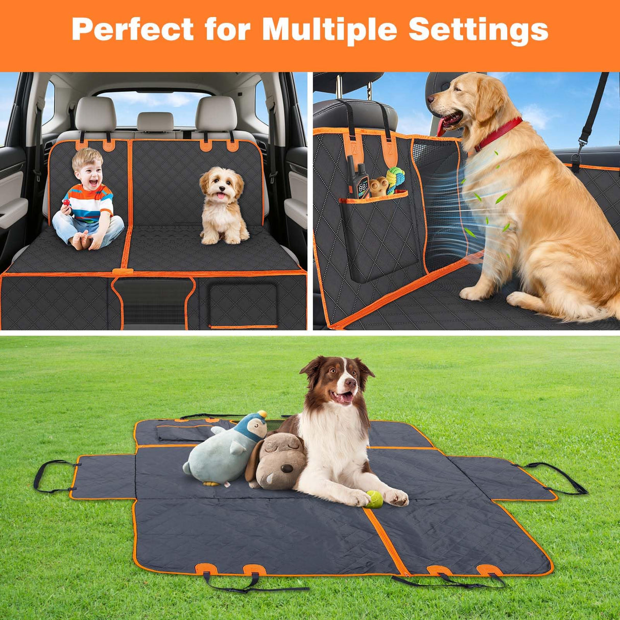 PetJoy Dog Car Seat Cover with Hammock Design โ 600D Heavy Duty Waterproof & Scratch-Resistant Rear Seat Protector for Dogs, Non-Slip Back Seat Covers for Cars, Trucks, SUVs