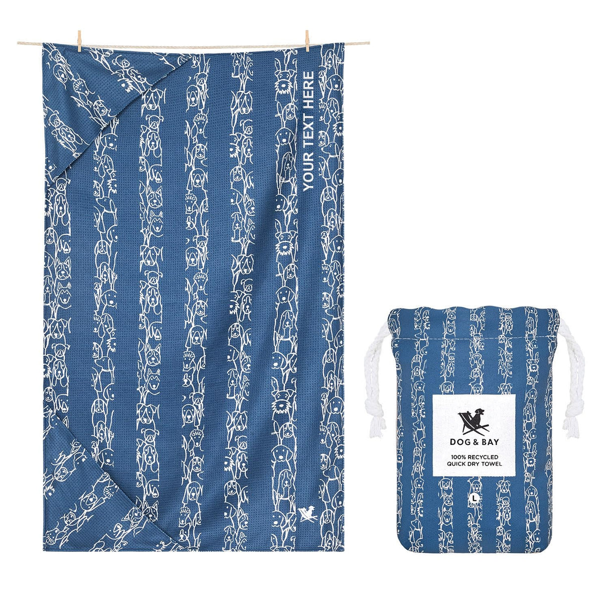 Dock & Bay Pet Towel - Super Absorbent & Quick Drying Dog Towels with Bag - 100% Recycled - Puppy Party, Medium (90x50cm, 35x19)