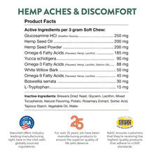 Load image into Gallery viewer, NaturVet Hemp Aches & Discomfort Plus Hemp Seed for Dogs, 60 ct Soft Chews, Made in The USA
