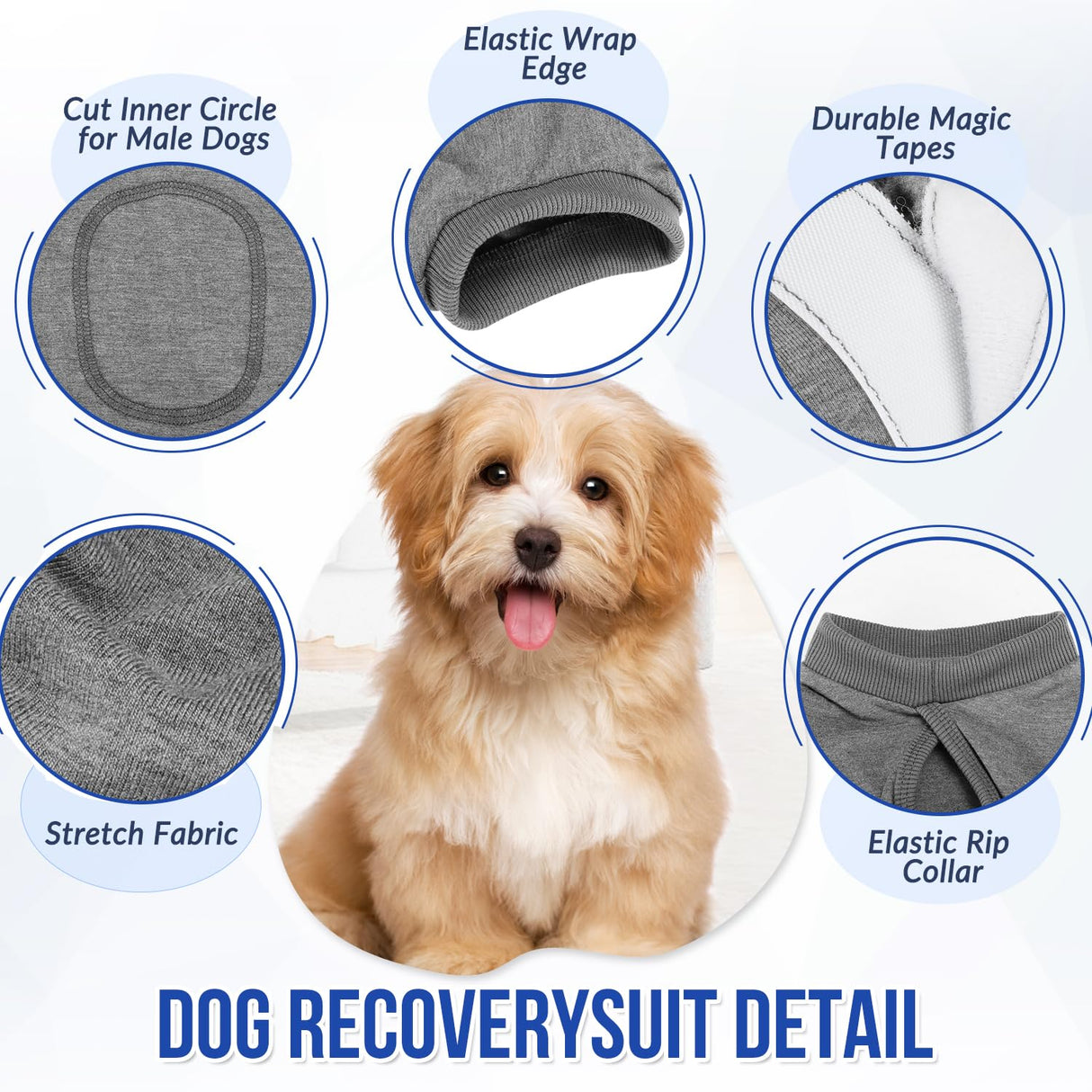 SlowTon Dog Recovery Suit - Surgery Recovery Suit for Female Male Dogs, Dog Onesie After Spay Abdominal Wounds, E-Collar Cone Alternative Prevent Licking Pet Surgical Suit(Grey,M)