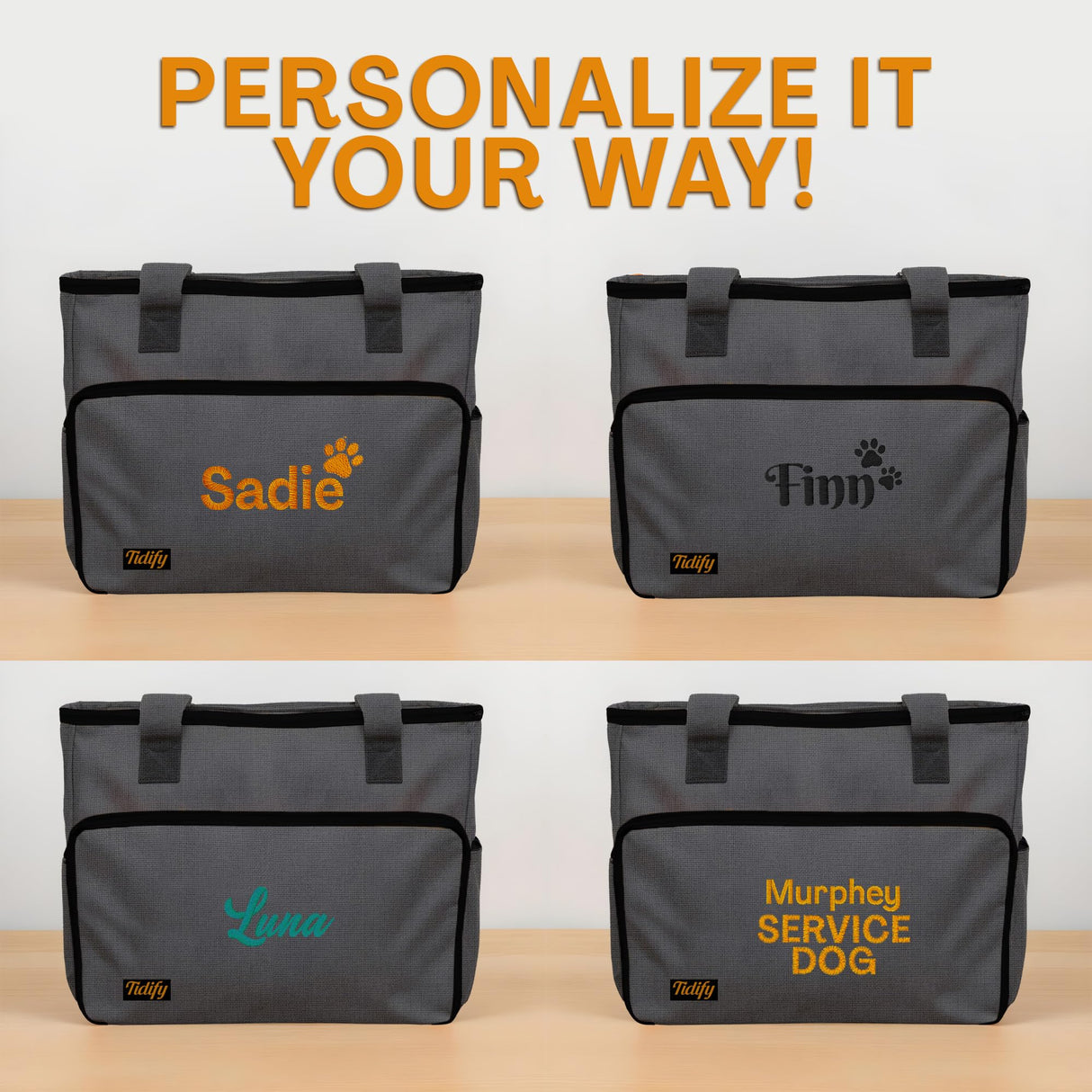 Customized Dog Travel Bag - You Name It and We Make It, Your Own Personalized Pet Travel Bag, Make It Special for You and Your Pet. (Dark Grey)