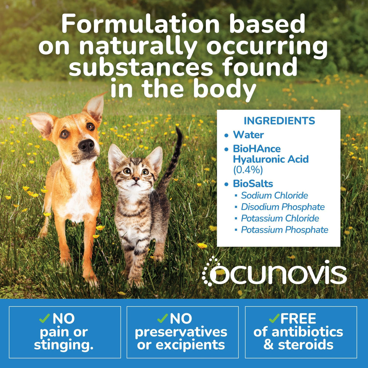 Sentrx - Ocunovis Gel Eye Drops for Dogs and Cats with Dry Eyes, Hydrating Cat and Dog Eye Drops with Hyaluronic Acid, Non-Blurring and Non-Stinging Artificial Tears, 5 ml, 3 Pack