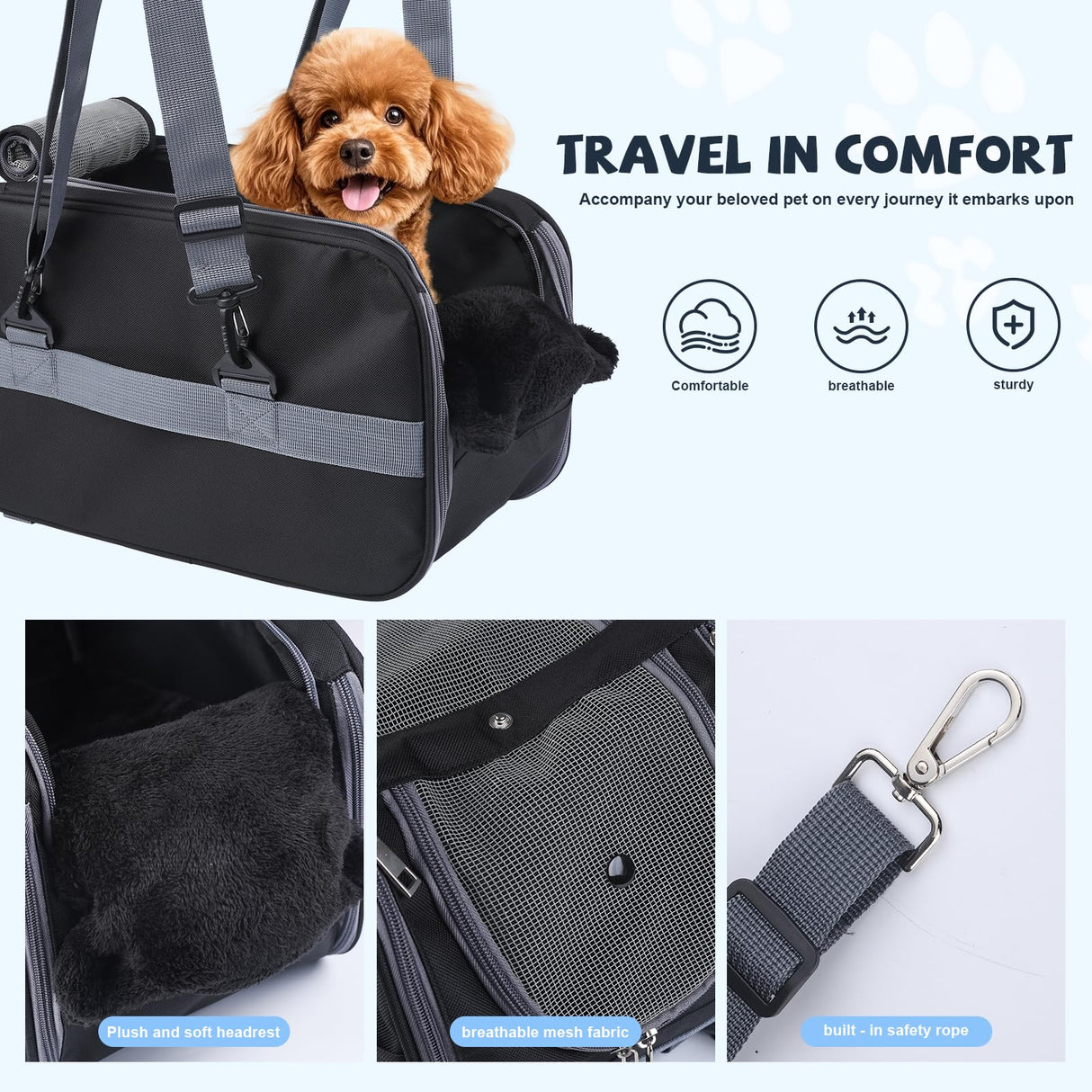 RUONARIER Center Console Dog Car Seat for Small Dogs,Dog Booster Car Seat with Safety Belt and Pockets,Portable Pet Armrest for Puppy Cat Under 13 lbs (Black)