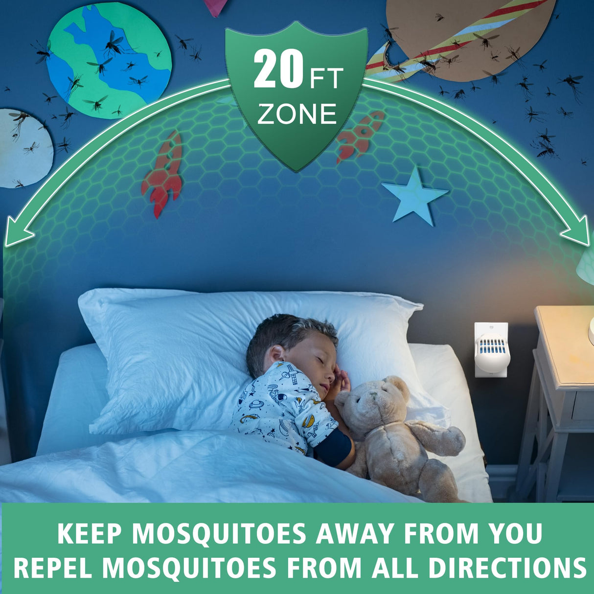 Simashts Mosquito Repellent Indoor Use, USB Powered Electronic Mosquito Repeller, Includes Mosquito Repellent Refills, with 20' Mosquito Protection Zone for Home, Office