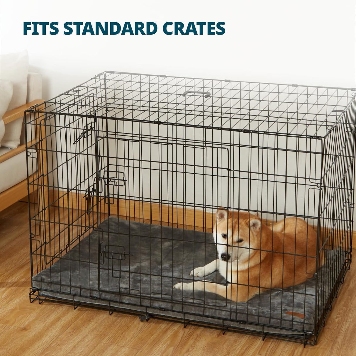 LIORCE Dog Crate Pad - Dog Bed Large Sized Dogs with Removable Washable Cover and Waterproof Lining - Memory Foam Pet Bed for Crate - Reversible Kennel Mat (Cool & Warm), 36-inch, Grey