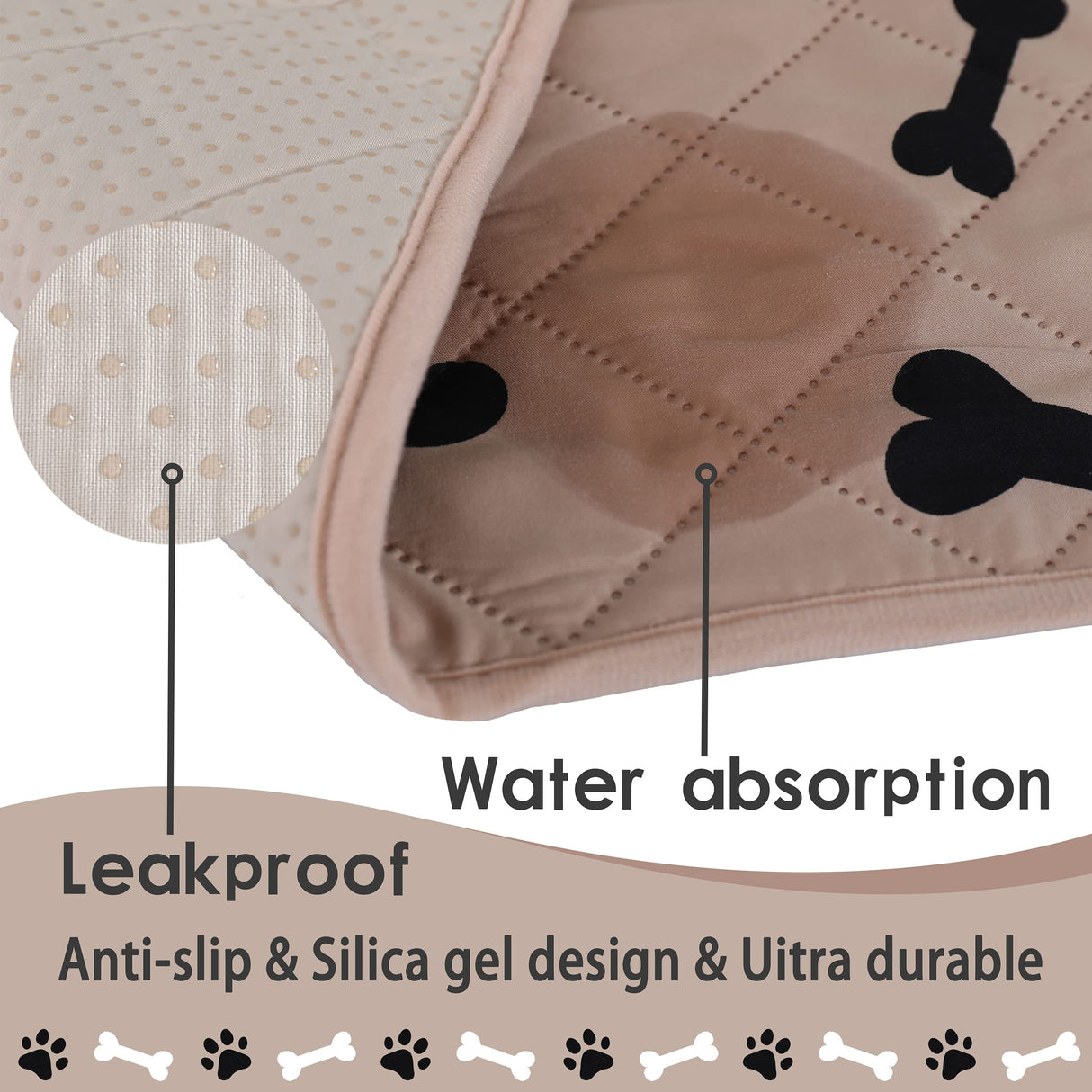 Waterproof Dog Bed Cover - nanbowang Pet Blanket Sofa Couch Furniture Protector for Kids Children Dog Cat, Reversible (40x50 Inch Pack of 1, Beige)