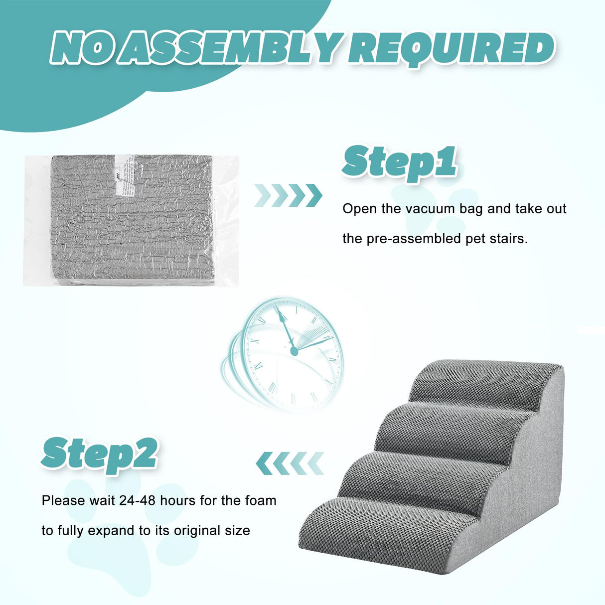 IFNOW Dog Stairs for Small Dogs 15.7''H, 4-Step Sturdy Dog Steps for Bed, Couch, Sofa, Waterproof Pet Stairs for Older Cats, Puppy, Removable Washable Cover, Non-Slip Curved Pet Ramp Indoor, Grey