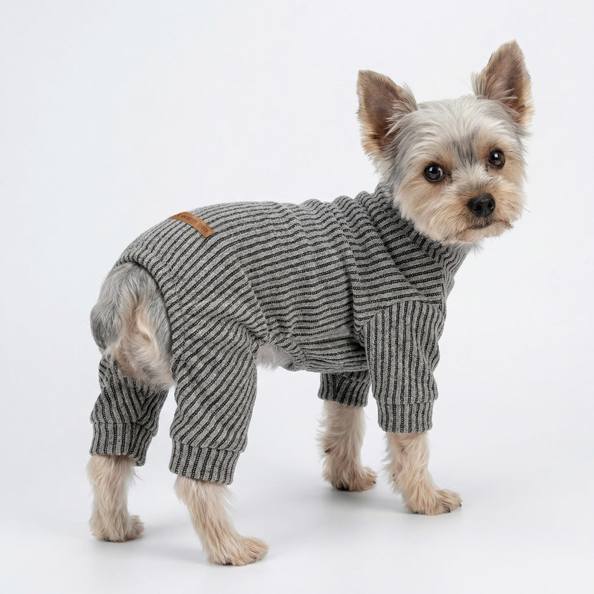 Fitwarm Mock Neck Knitted Dog Pajamas, Warm Winter Clothes for Small Dogs Boy Girl, Pet Pjs, Grey, XXL