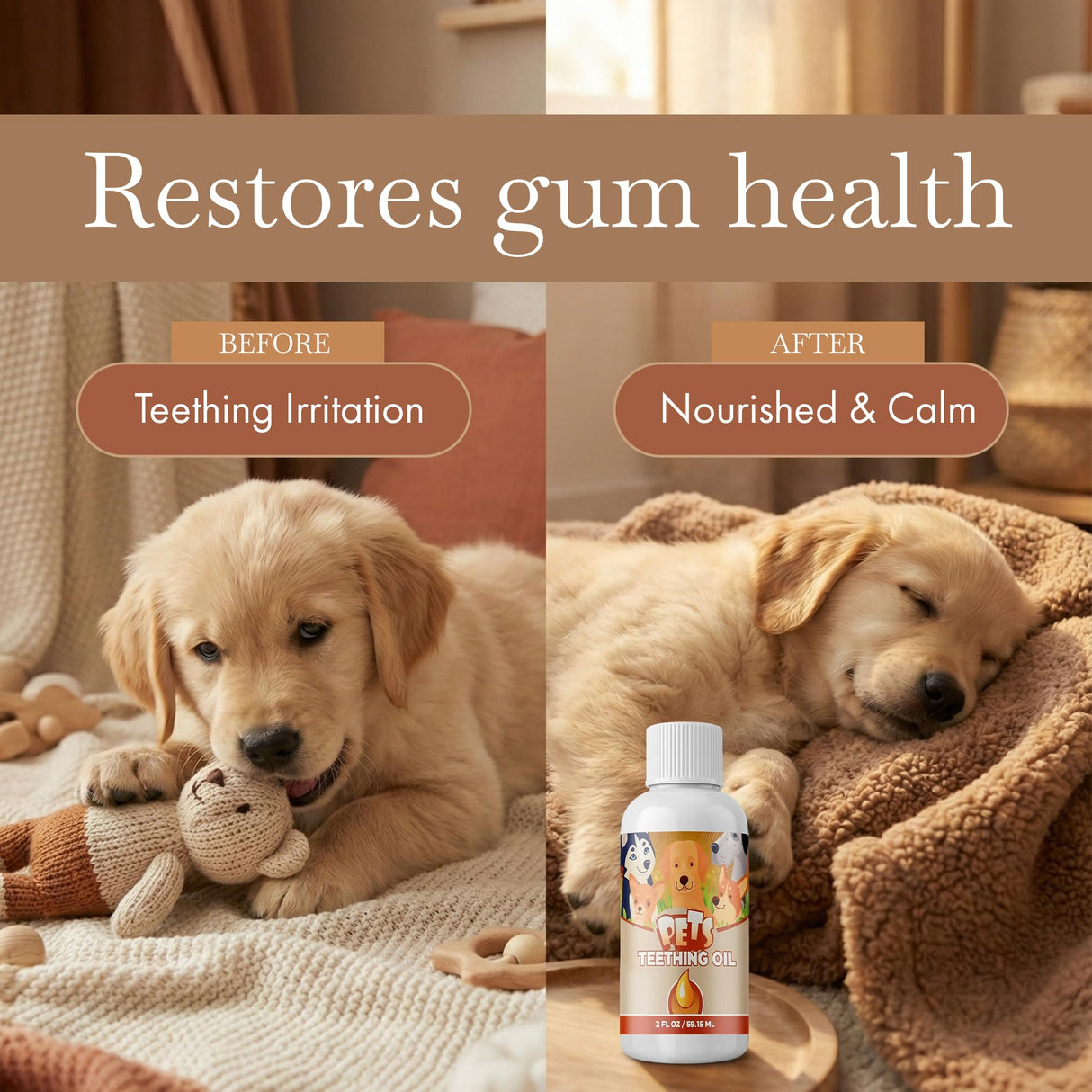 Punkin Butt for Pets Puppy Teething Oil to Stop Chewing and Relieve Discomfort | All Natural, Organic, Safe for Dogs, Chemical-Free (2 oz)