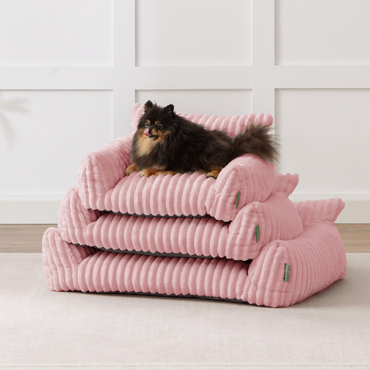FWERDG Cute Couch Bed for Pets, Supportive Cat Sofa for Indoor Cats, Medium Dog Sofa Bed for Medium Dogs, Pink, 30 inches