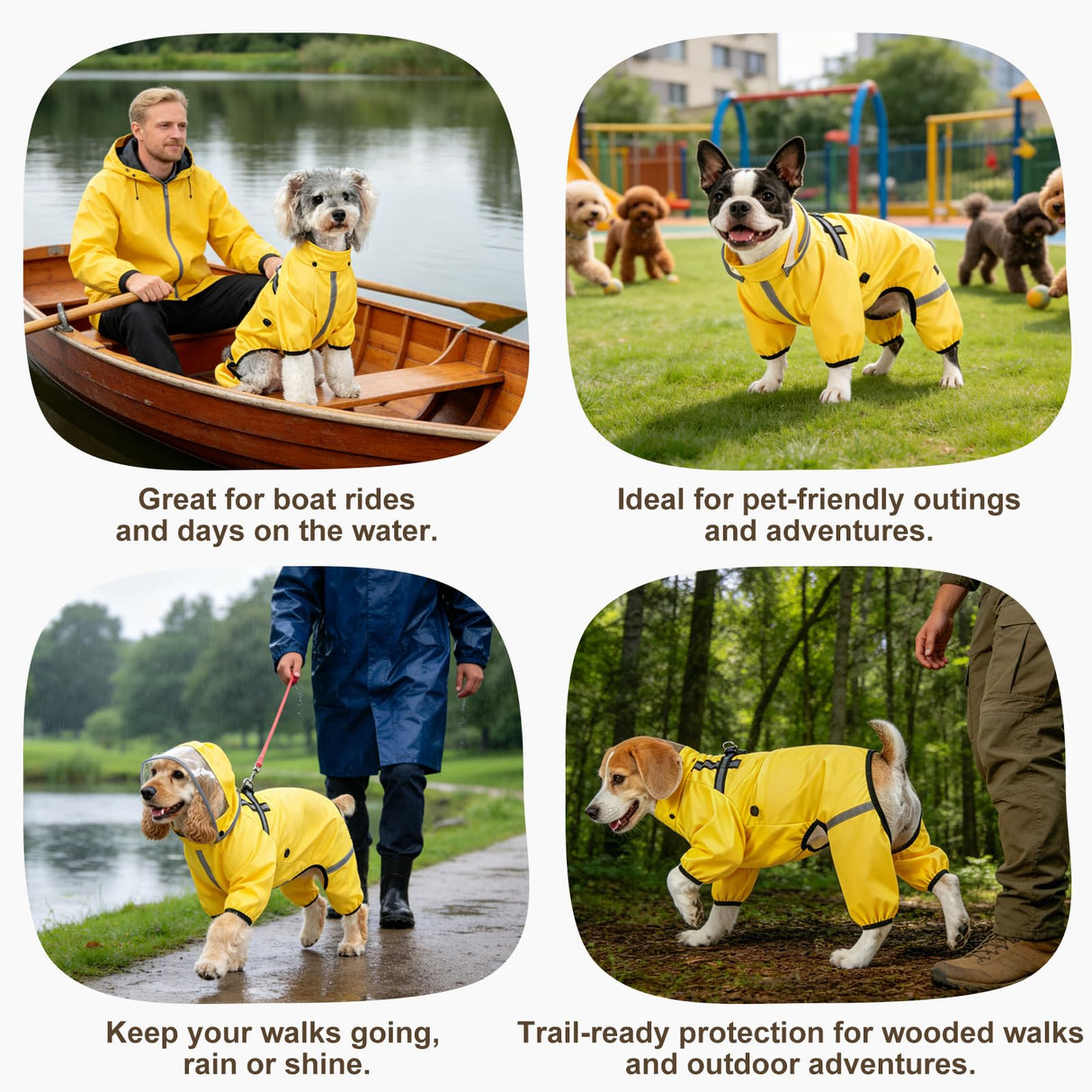 BEAUTYZOO Dog Raincoat for Small Medium Dogs Puppy,Waterproof Dog Rain Jacket with Harness Built-in & Detachable Hood, Zip Up Pet Rain Coat,Reflective Windproof Full Body Coverage Poncho for Rain Snow