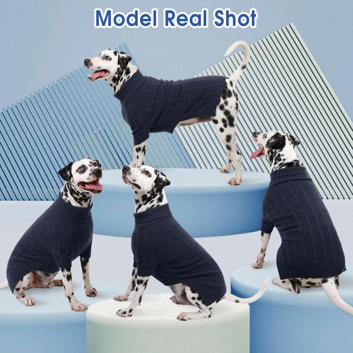 Queenmore Dog Sweaters for Medium Dogs Girls Boys,Soft Dog Sweater Xmas,Turtleneck Pullover Pet Sweaters Knitwear Outfit for Holiday,Knitted Soft Thick Warm Sweater for Bulldog,Dachshund(Dark Navy,M)