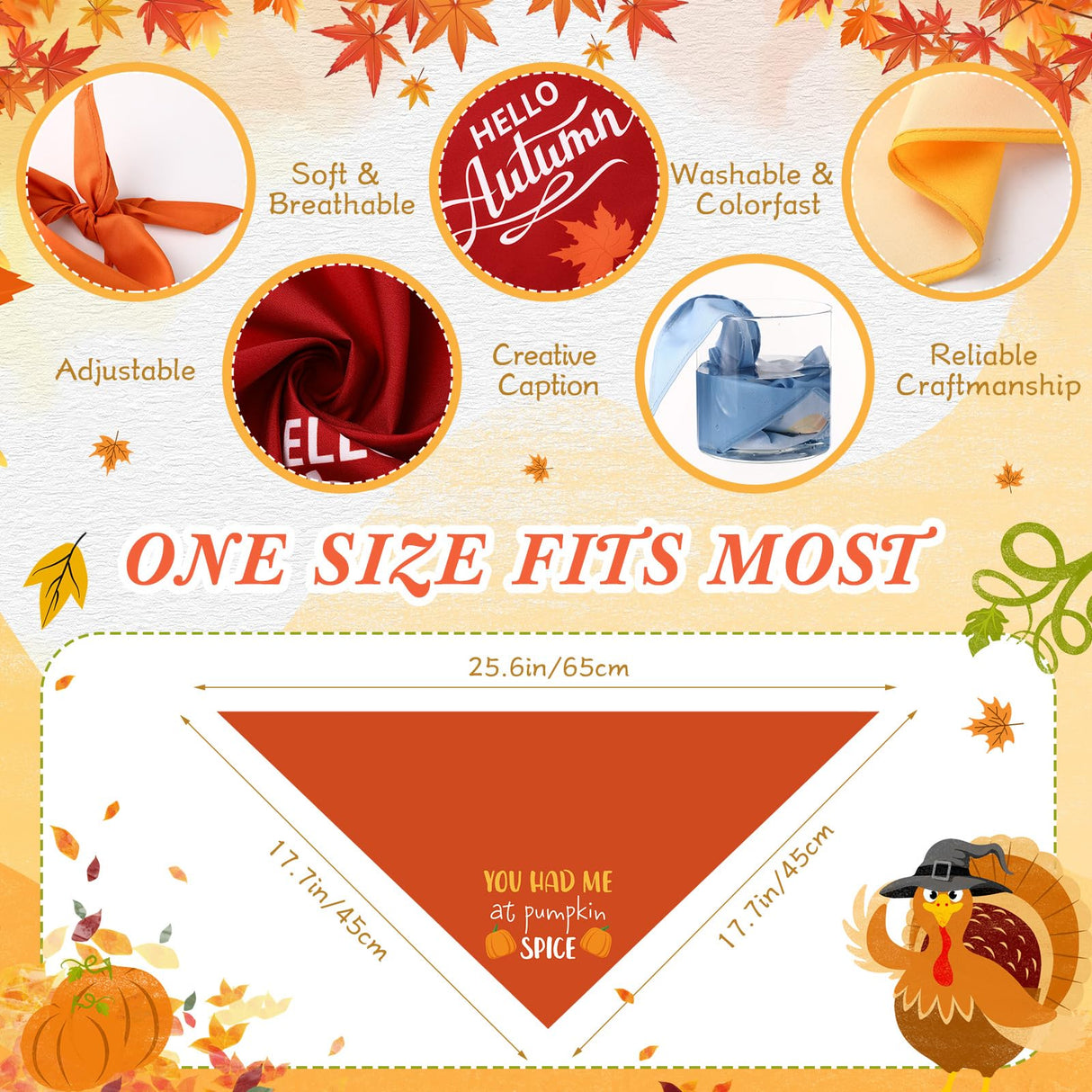 Clysee 100 Pcs Fall Thanksgiving Dog Bandana Bulk with Sayings Pet Triangle Scarf Bibs Washable Puppy Kerchief Adjustable Grooming Supplies for Small Medium Large Dog Cat Costume Accessories