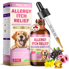 Load image into Gallery viewer, Wagmee Allergy Relief Drops for Dogs, Dog Itchy Skin Relief with Fish Oil, Omega-3, Turmeric & Natural Anti Itch for Dogs Ears & Paw Relief - Dog Seasonal Allergies, Skin & Coat Immune Supplement