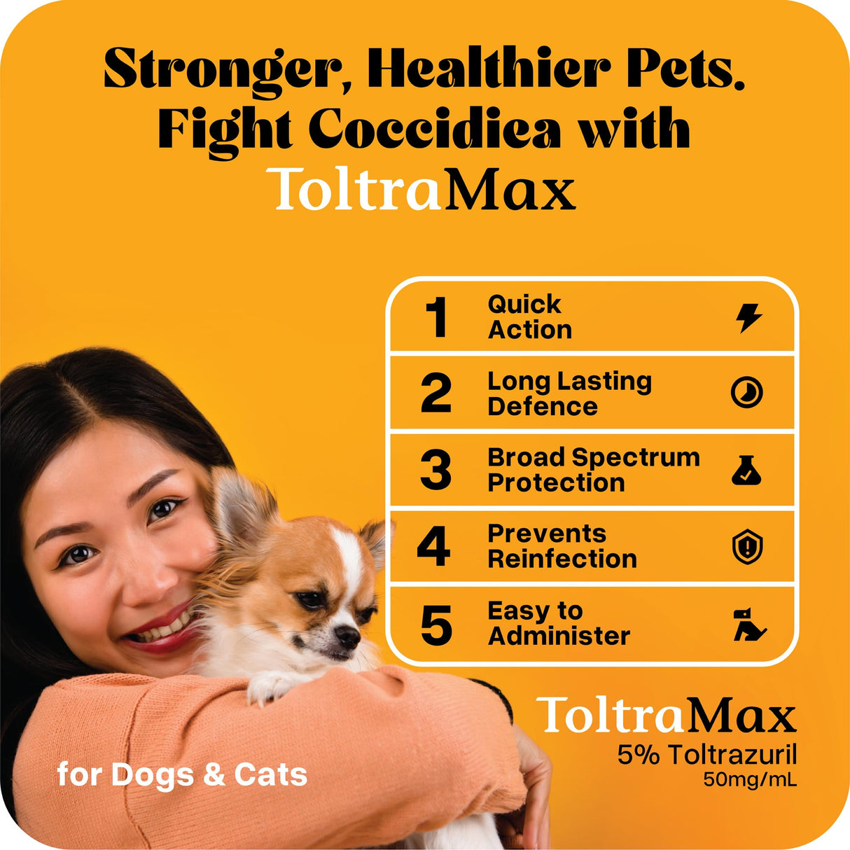 ToltraMax Toltrazuril 5.0% for Horses, Dogs, Cats, 60mL/2 Ounce, for Non-Food Chain Animals