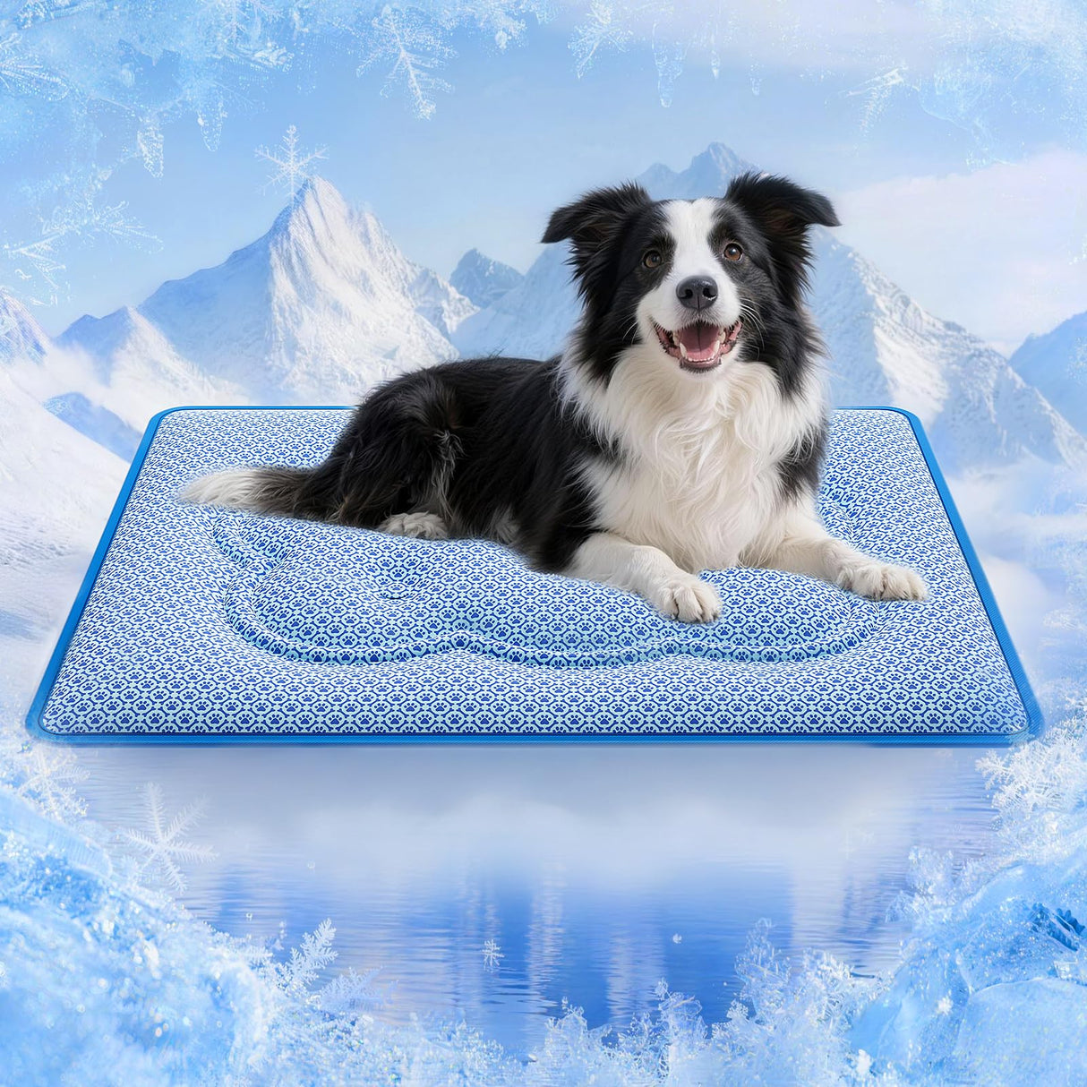 Dog Cooling Mat, Ultra-Thick Cooling Mat for Dogs with PCM & Thermochromic Tech, Dual-Sided Durable Waterproof Cool Dog Bed Mat for All-Year Use, Q-Max>0.5, Machine Washable, Non-Toxic - L(26" x 35")