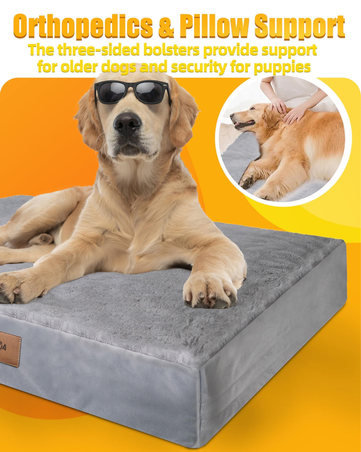 Sytopia Indestructible Dog Beds for Large Dogs Orthopedic, Chew Proof Dog Bed 42 Inch Pet Crate Pad, Washable Removable Cover and Anti-Slip Bottom - XL
