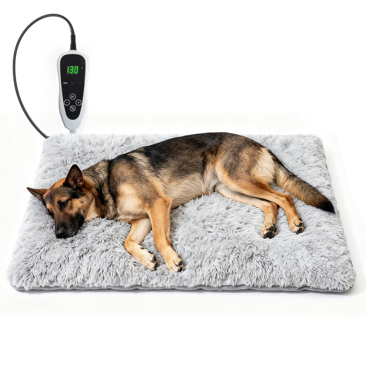 GOLOPET Dog Heating Pad 28x18 in with Smart Thermostat Switch and Power Line Protection Tube,Obtained MET and UL Dual Certification,Waterproof Puppy Heating Pad- Gray 1