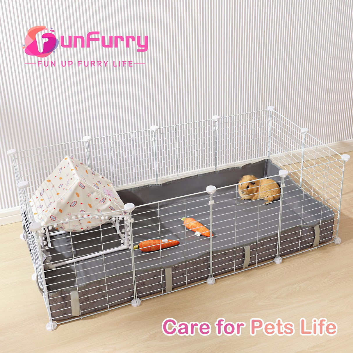 Funfurry Waterproof Guinea Pig Cage Liner,Washable Tarp Bottom Base,Cage Liners for Small Animals,Hamster Chinchilla Hedgehog Ferret Rabbit. (Dark Grey-Paw, 24" X 36")