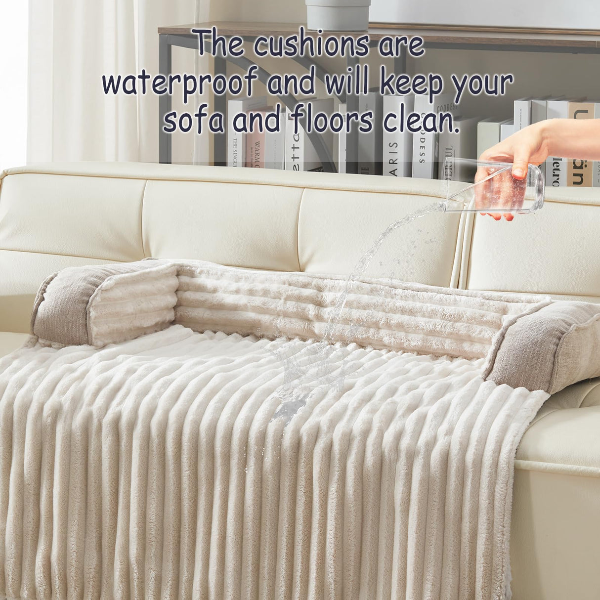 WINDRACING Luxury Dog Couch Bed, Washable Calming Dog Couch Cover, Couch Protector for Dogs, Waterproof Sofa Bed, Pet Bed Mats for Sofa, Pet Sofa Covers (Beige X-Large 45x37x5.5 inch