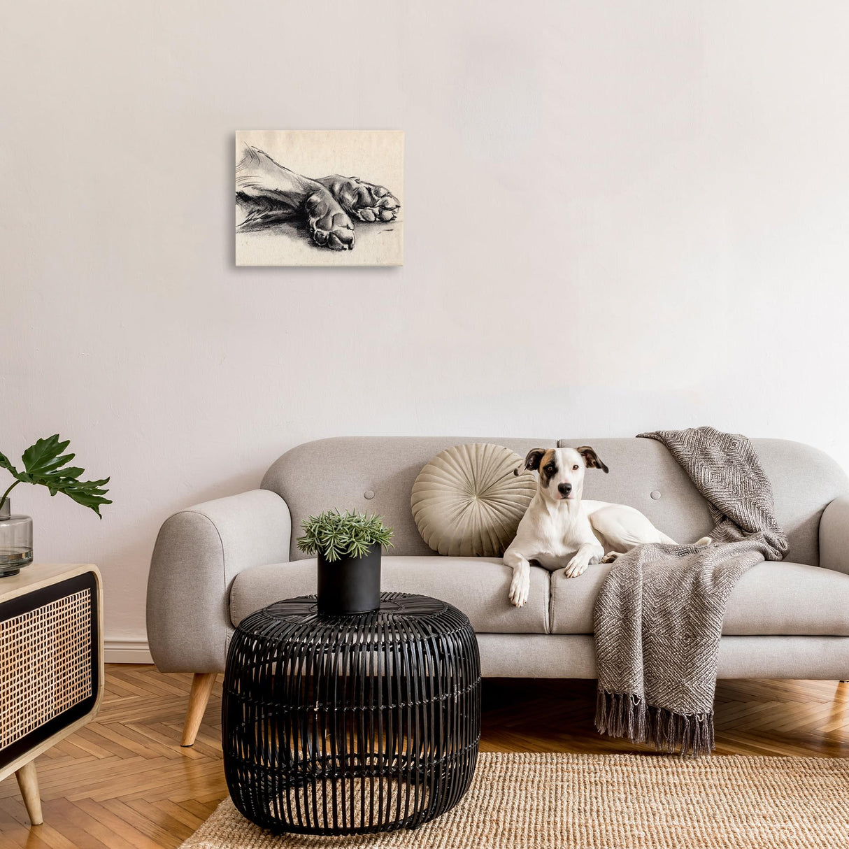 Stupell Industries Dog Paw Charcoal Design, Designed By Jennifer Paxton Parker, 20 x 16, Canvas Wall Art