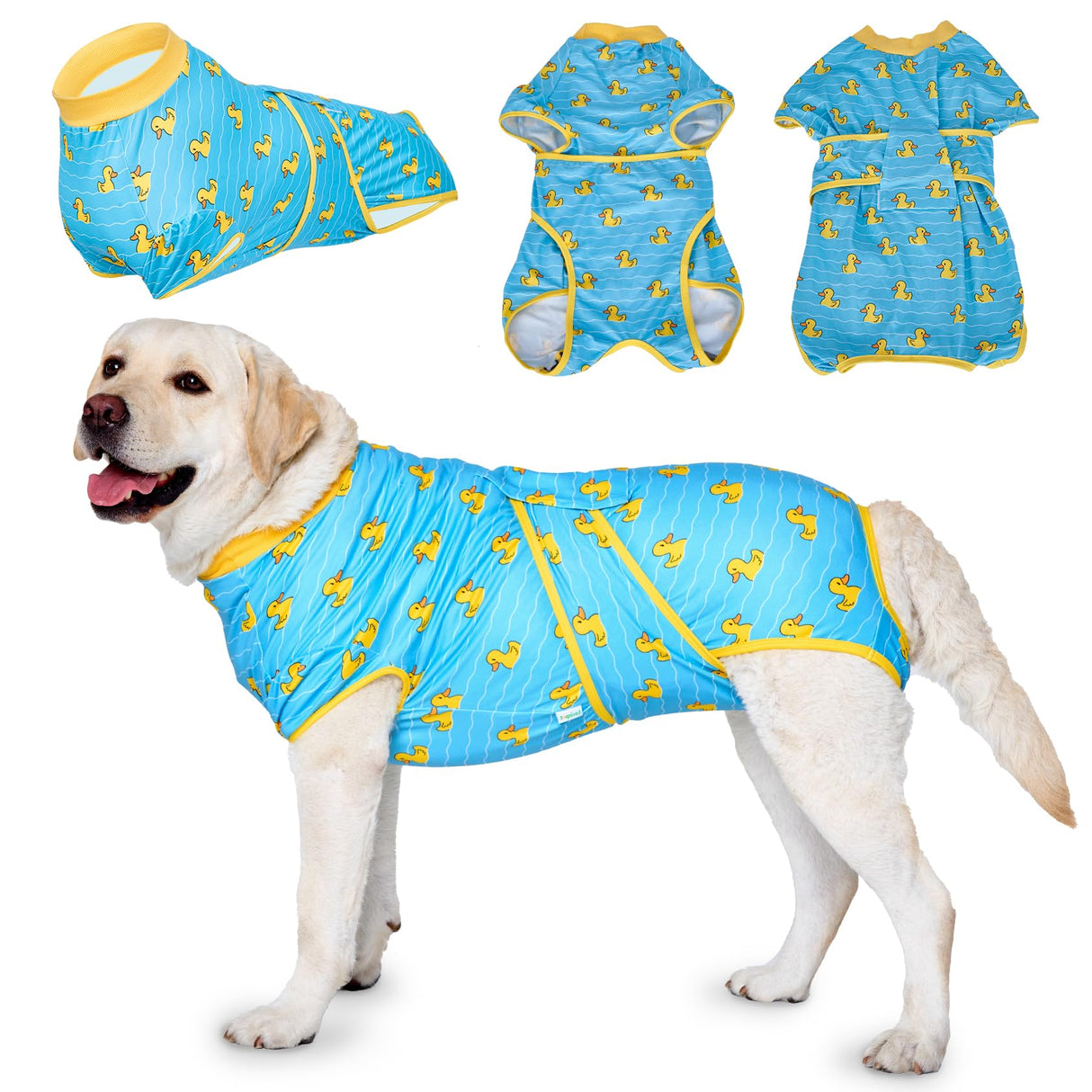 LovinPet Dog Recovery Suit for Large Medium Dogs Pet Pajamas Anti Licking Bodysuit for Abdominal Wound After Surgery for Shedding Skin Disease,Effectively Help,Duck,Blue,XXL