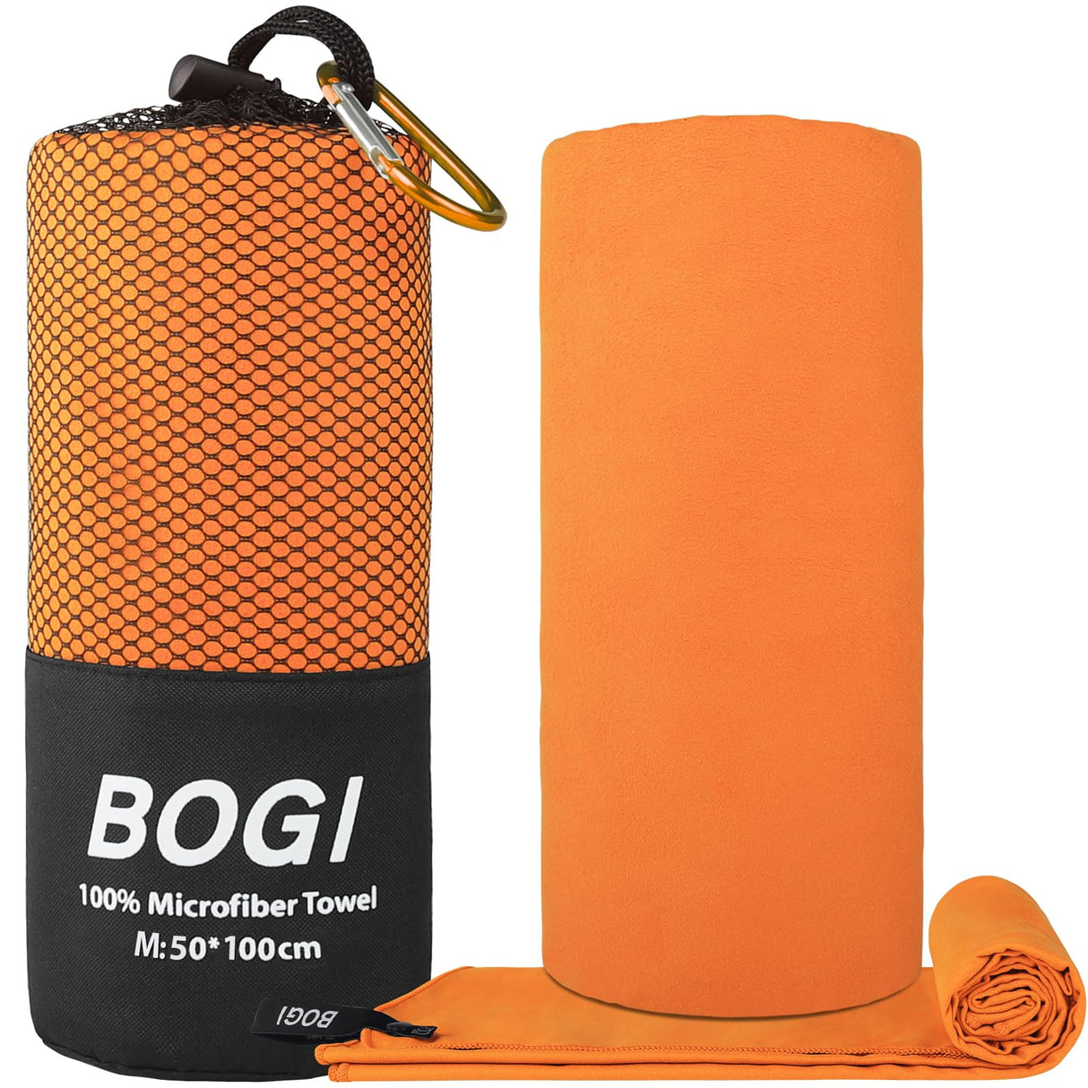 BOGI Microfiber Travel Sports Towel-Quick Dry Towel,Soft Lightweight Microfiber Camping Towel Absorbent Compact Travel Towel for Camping Gym Beach Bath Yoga Swimming Backpacking (M:40''x20''-Orange)