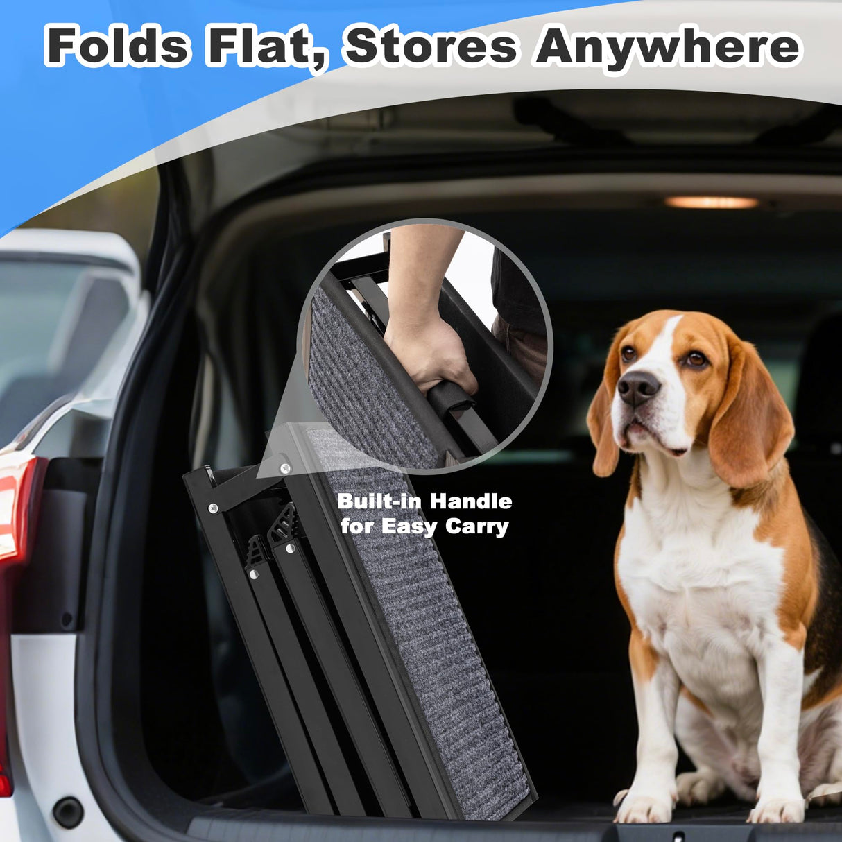 COSIEST Dog Ramp for Car, 70.9" L x 19.7" W Extra Wide Folding Dog Ramp for Large Dogs Up to 250LBS, Portable Pet Steps with Non-Slip Surface for SUV, Bed