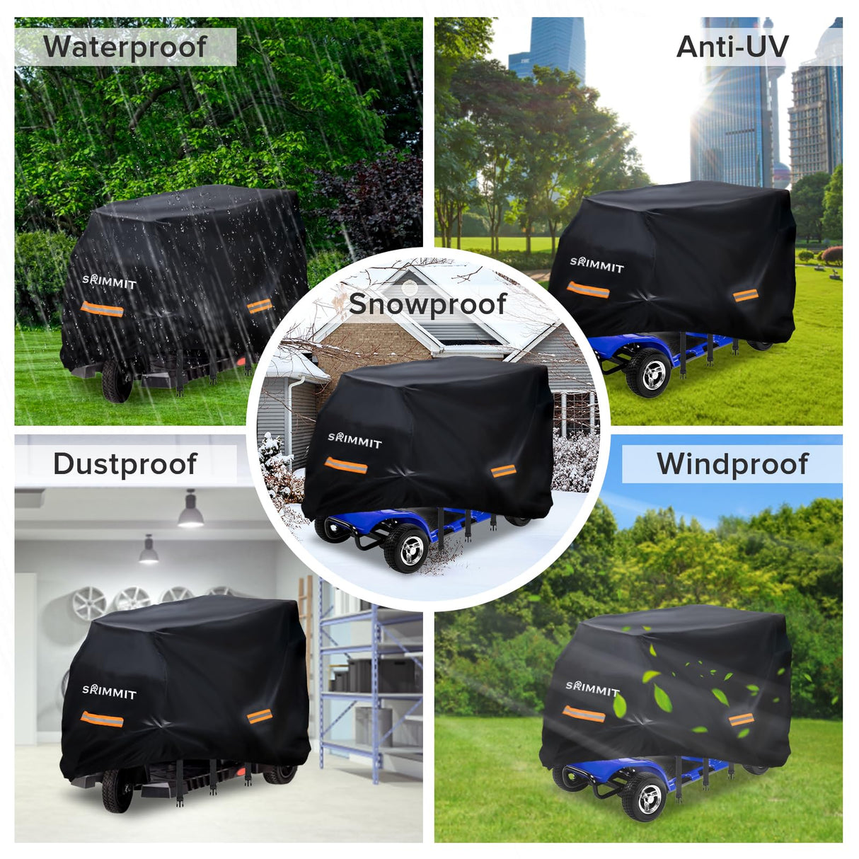 Upgraded Mobility Scooter Storage Cover,SRIMMIT Heavy Duty 420D Oxford Fabric Electric Scooter Cover, Waterproof,Anti-UV,Durable with Waterproof Strip,Reflective Strips,3 Buckles(L49"x 23"x 39")