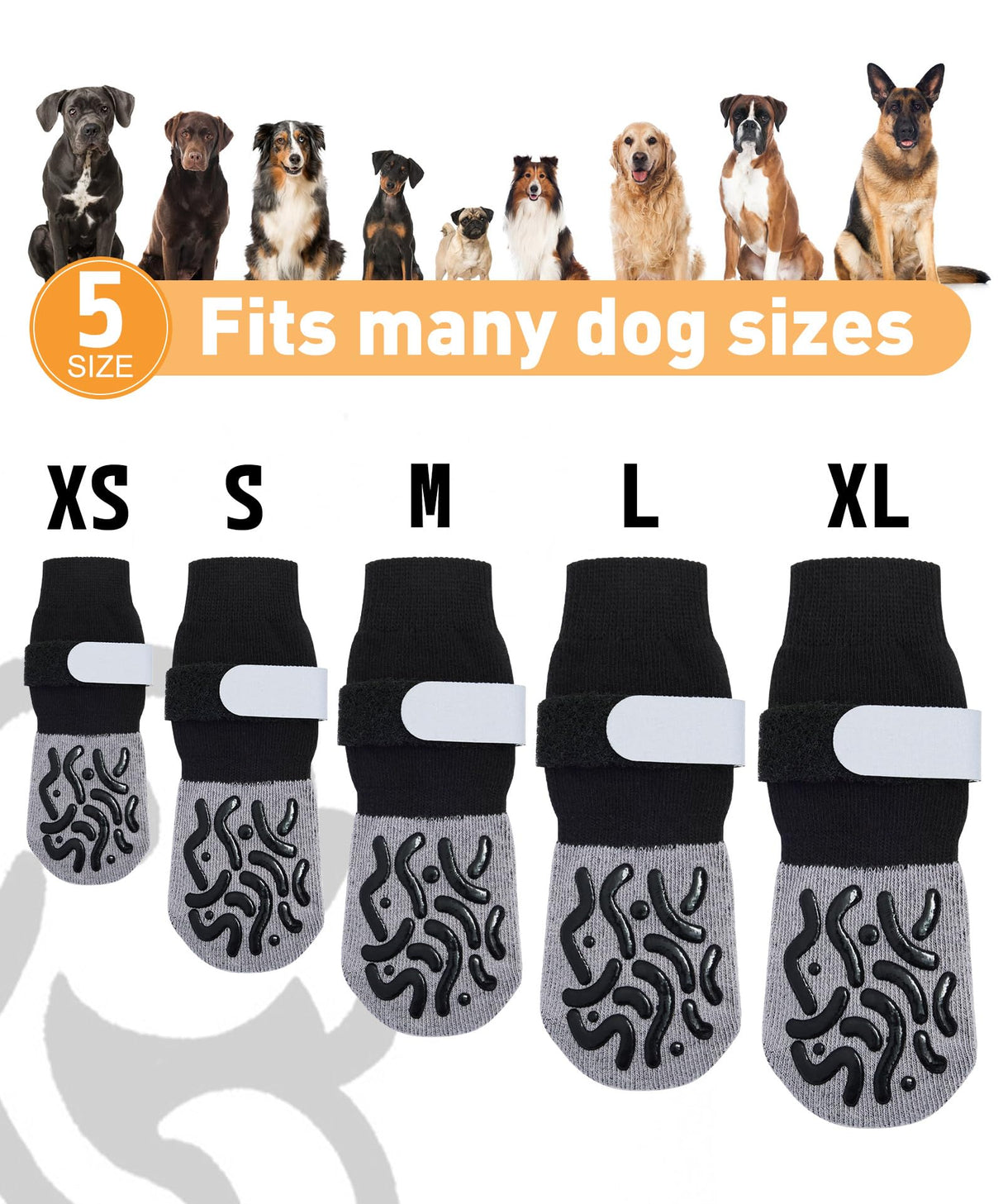 TwoAnt Non Slip Dog Socks with Grips, Dog Sock to Prevent Licking Paw for Senior Dogs, Dog Shoes for Hardwood Floors and Enhancing Traction, Paw Protector - Fits Small, Medium, Large Dogs - XS