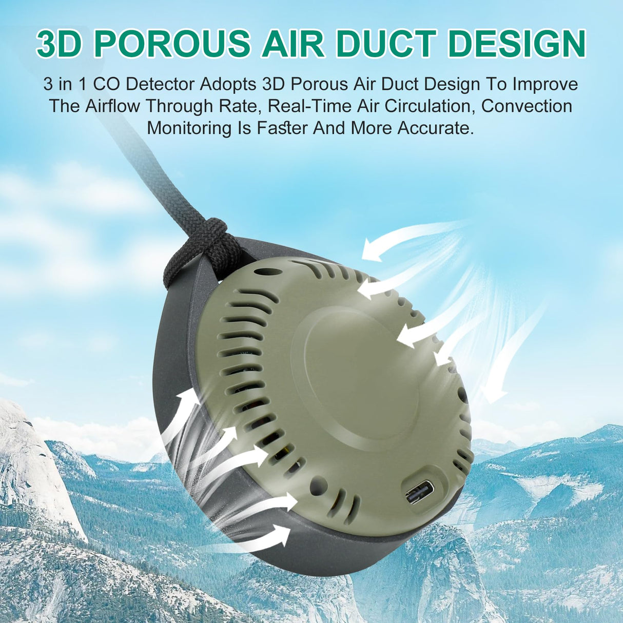 Lunarlipes Portable Carbon Monoxide Detectors for Travel, Mini 3-in-1 Carbon Monoxide Monitor with Magnetic Suction, RV CO Detector Alarm Temp/Humidity Sensor, Rechargeable CO Monitor 120HR Standby