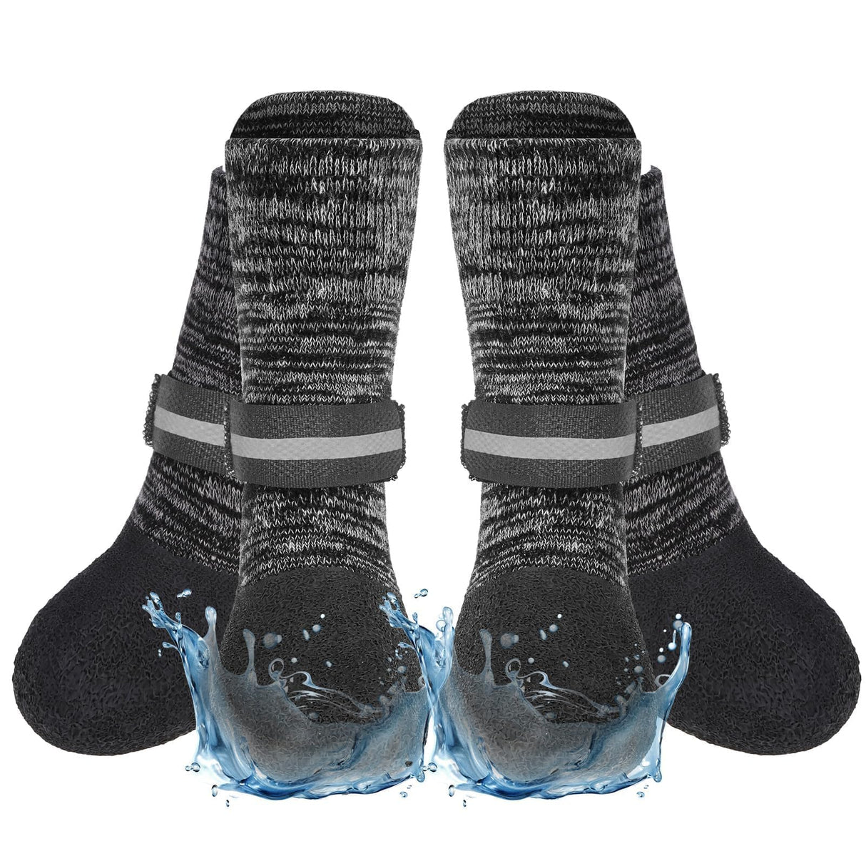 EXPAWLORER Anti Slip Dog Socks to Prevent Licking Paws, Shoes for Winter Snow, Boots & Paw Protectors with Grippers, Waterproof Booties for Hardwood Floors for Small Medium Large Senior Dogs Black S