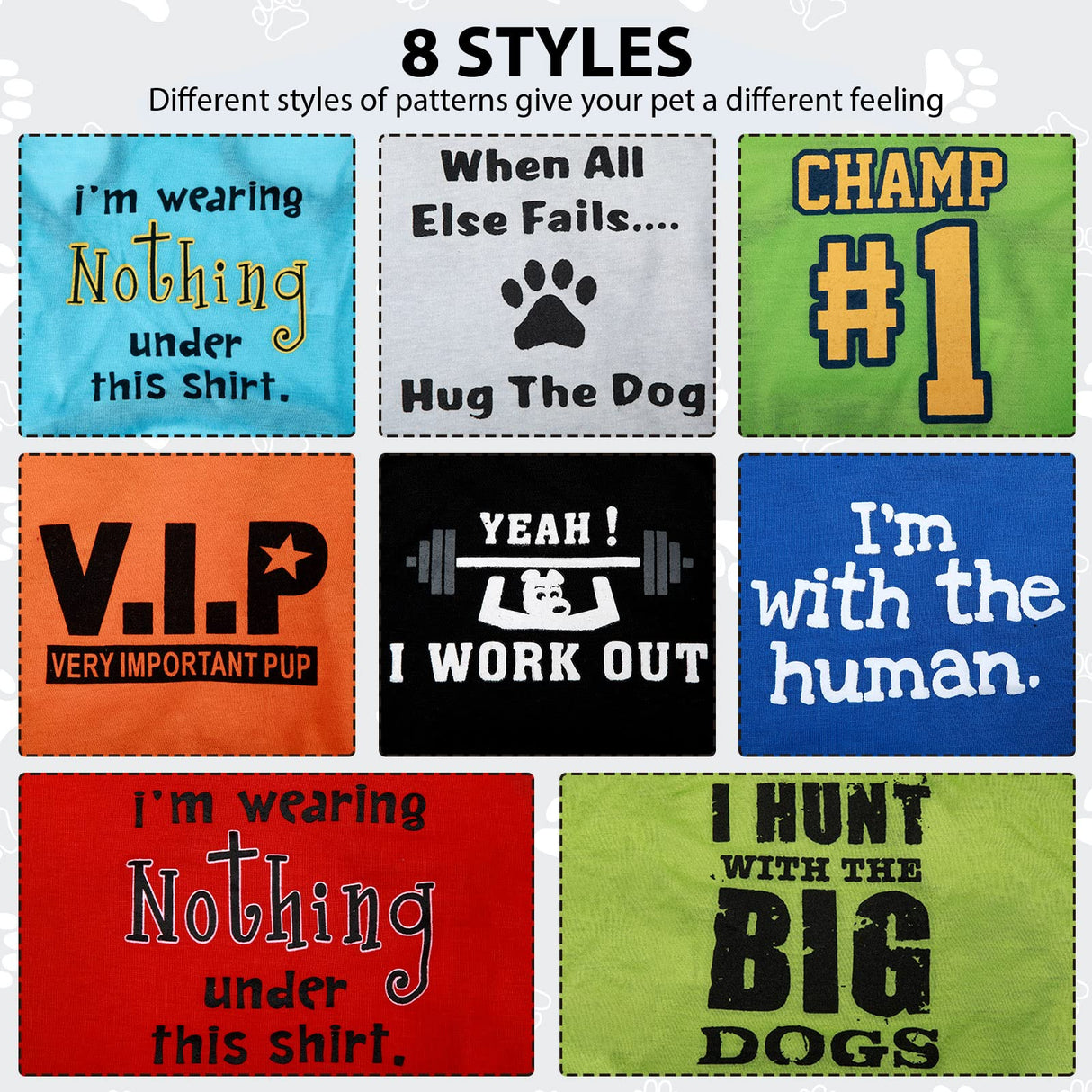 8 Pieces Dog Shirts Boy Funny Printed Puppy Clothes Summer Male Soft Dog Clothes Breathable Pet T Shirts Outfits Puppy Clothing Fit for Small and Medium Dogs(Medium)