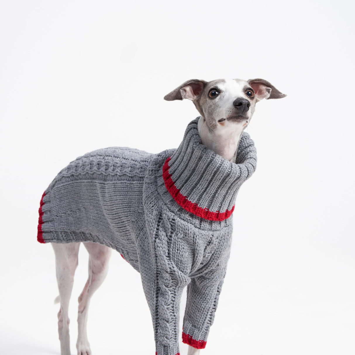 ESCCBOO Italian Greyhound Clothes, Warm Sweater for Whippets, Dog Onesie, Two-Legged Turtleneck Warm Sweater for Small Medium Dogs (Small, Grey)