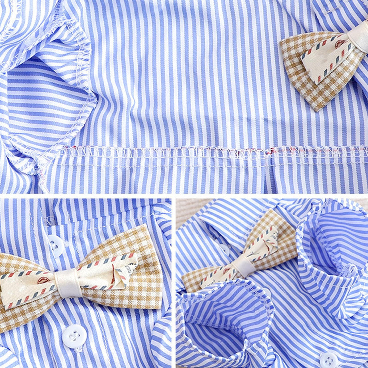 Striped Dog Shirt Breathable Casual Short Sleeve Puppy Clothes with Bow for Spring Fall (L)