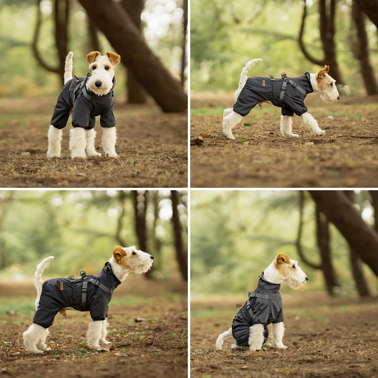 PAWBOSE Dog Raincoat with Harness for Small and Medium Dogs, Adjustable Waterproof Dog Rain Jacket,Reflective Rainproof Puppy 4 Legs Raincoat-Grey,S