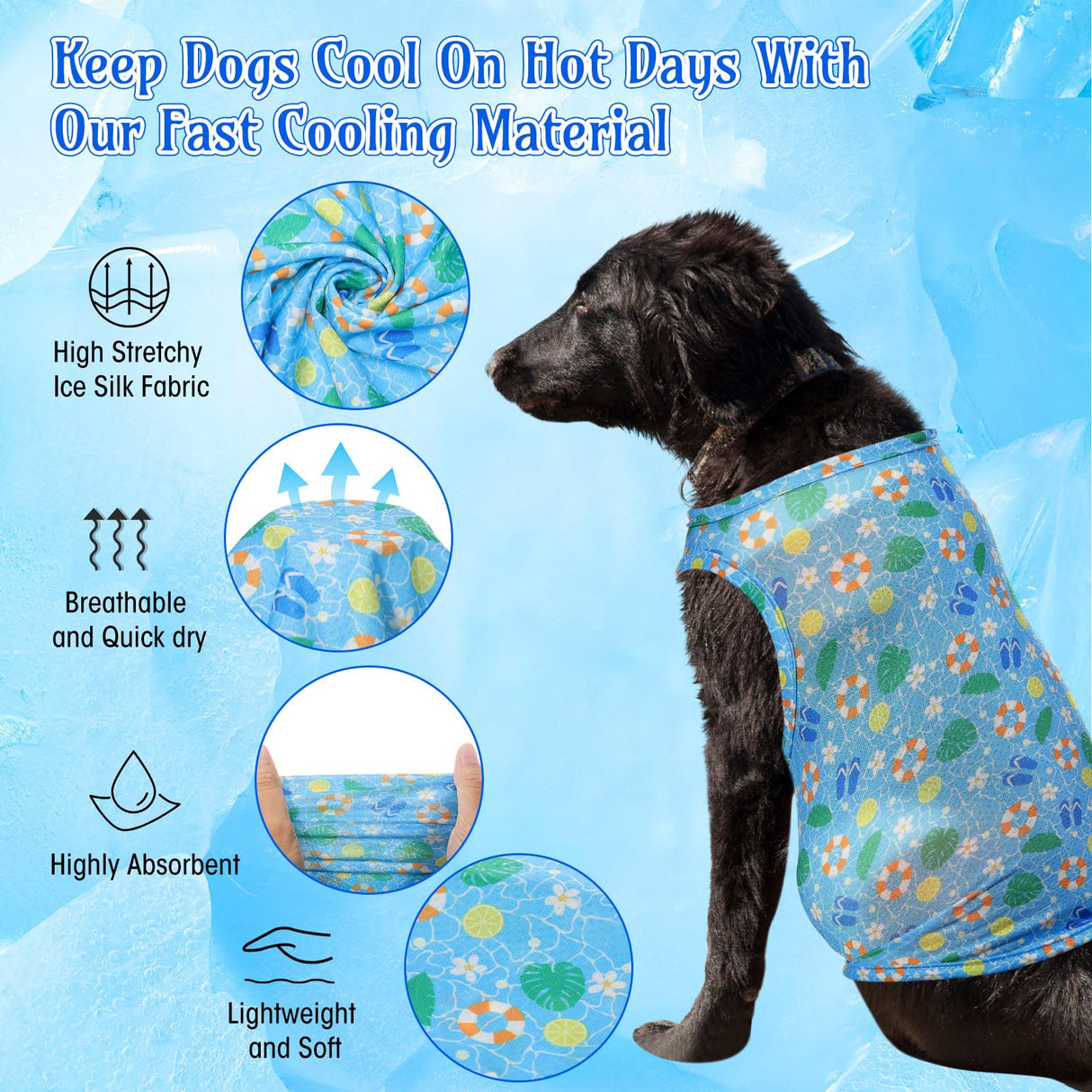 Dansydaisy 5 Pack Dog Cooling Shirts Quick Dry Vest Mesh Breathable Instant Cooling Dog Vest Lightweight Summer Beach Hawaii Jacket Collar for Outdoor Walking Hunting Hiking Clothes (S)