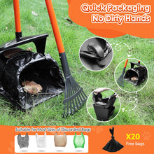 Load image into Gallery viewer, SlowTon Dog Pooper Scooper - 37.4" Long Handle Adjustable Metal Swivel Bin & Rake & Spade Kit with 20 Waste Bags, Portable Pooper Scooper for Gravel Lawn Grass, Suit for Small Medium Large Dog