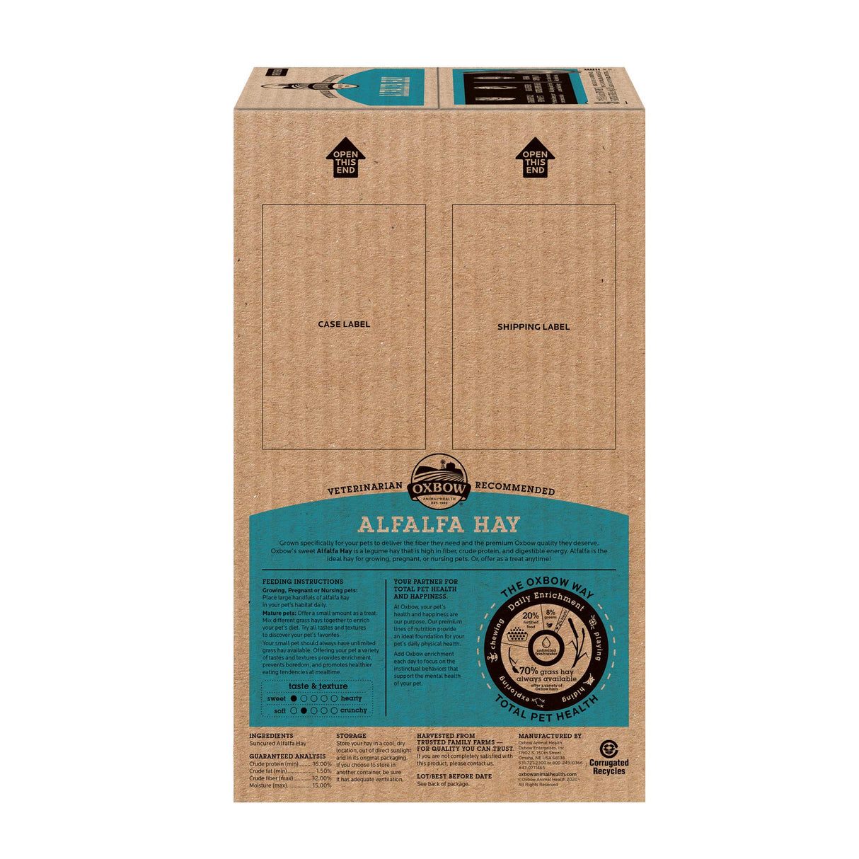 Oxbow Alfalfa, Guinea Pig Hay, Rabbit Hay, Small Pet Bunny Supplies, All Natural Grass for Guinea Pig, Bunny, Chinchilla & Hamster, Oxbow Rabbit Supplies, Grown in USA, 9 lb box