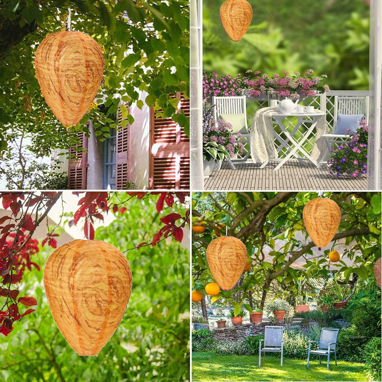 2 Pack Wasp Nest Decoy for Wasps Hornets Yellow Jackets Safe Hanging Wasp Deterrent Hornet Bee Wasp Trap Bags Waterproof Wasp Repellent Fake Cloth Wasp Nest for Home Garden Yard Outdoor