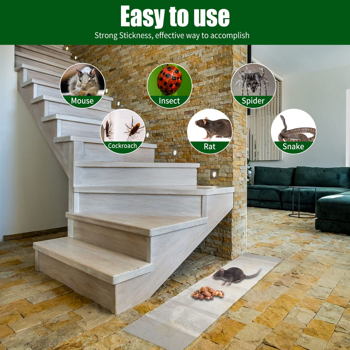 Qualirey Sticky 47 Inch Ultra Large Mouse Trap Mouse Glue Traps Sticky Rat Trap That Work for Trapping Rats Roaches Rodents Heavy Duty Pre Baited Mats Indoor Outdoor Catch Pest Trap (White, 8 Pcs)
