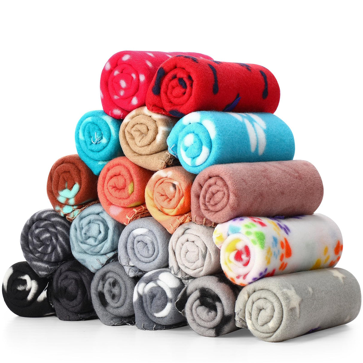 Eccliy 20 Pcs Puppy Blanket Pet Soft Fleece Dog Blankets Warm Felt Throw Sleep Mat Bed Covers for Doggie Puppy Pet Dogs Cat, 20 Styles(39 x 27.6 Inch,Mix)